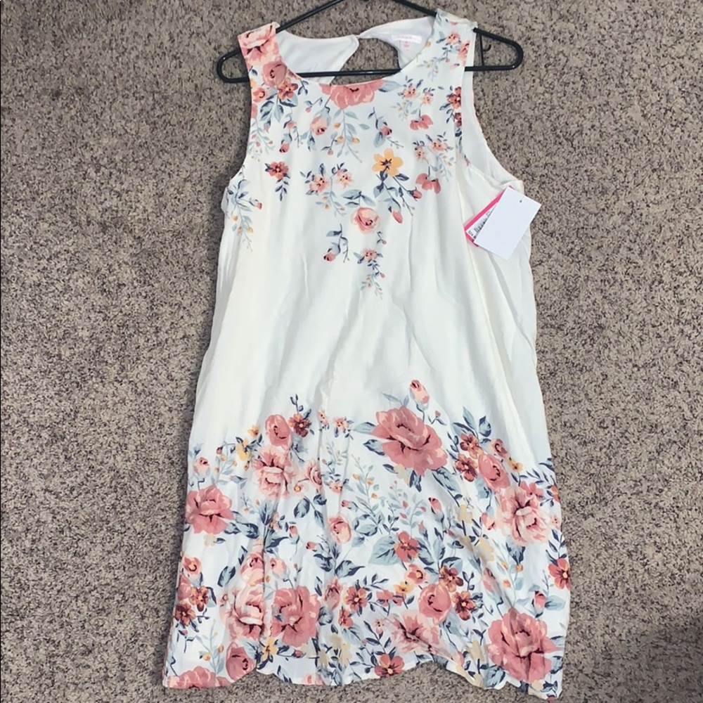 Cream floral tank top shift dress - new with tags